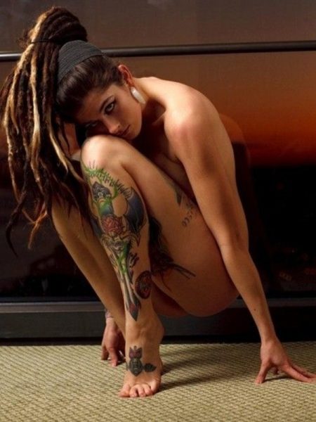 Horny tattooed girl